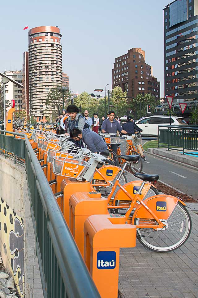 Santiago Chile bike path rush hour