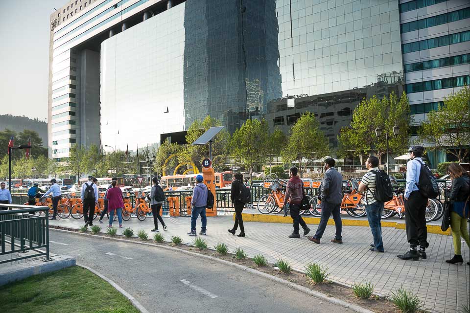 Santiago Chile bike path rush hour