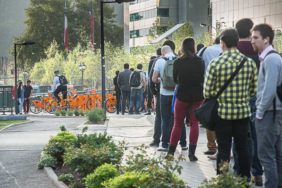 Santiago Chile bike path rush hour